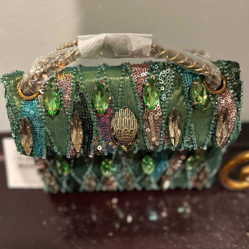 Kurt Geiger Green Sequin & Jewel Embellished Top Handle Bag! FIRM PRICE. Dropped - Picture 5 of 8